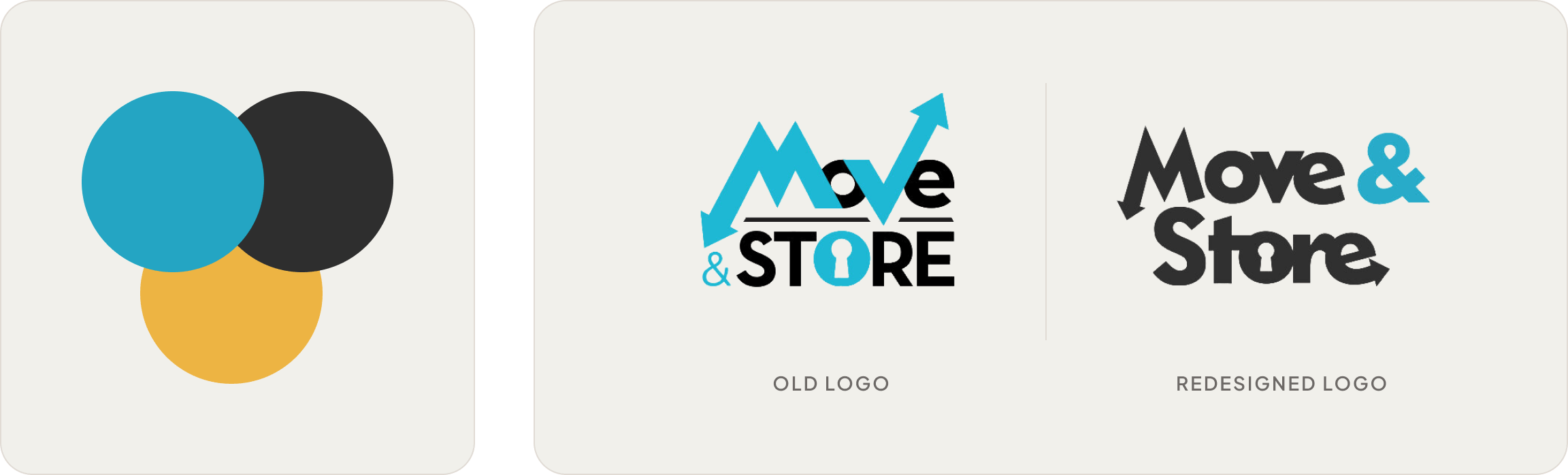 Comparison of old and redesigned Move & Store logos.